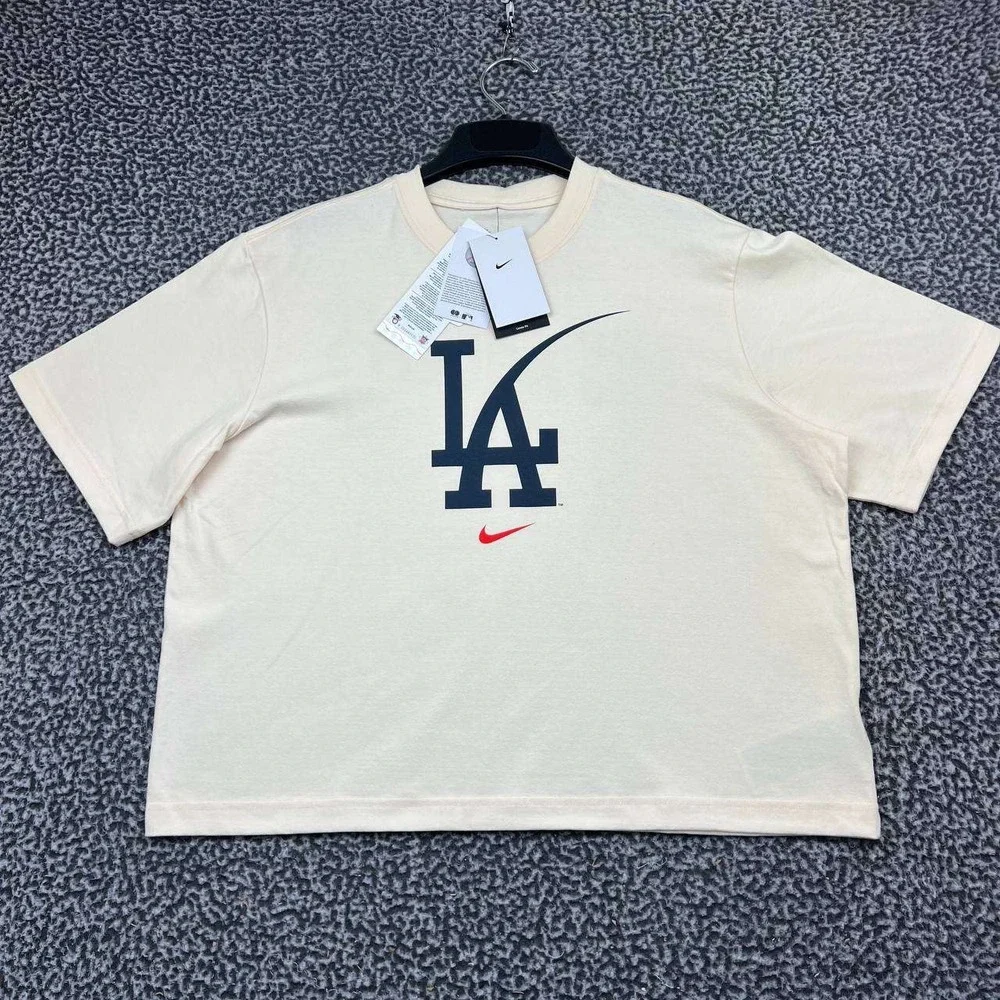Nike Los Angeles Dodgers MLB Shirt Women Medium Cream Oversized New M